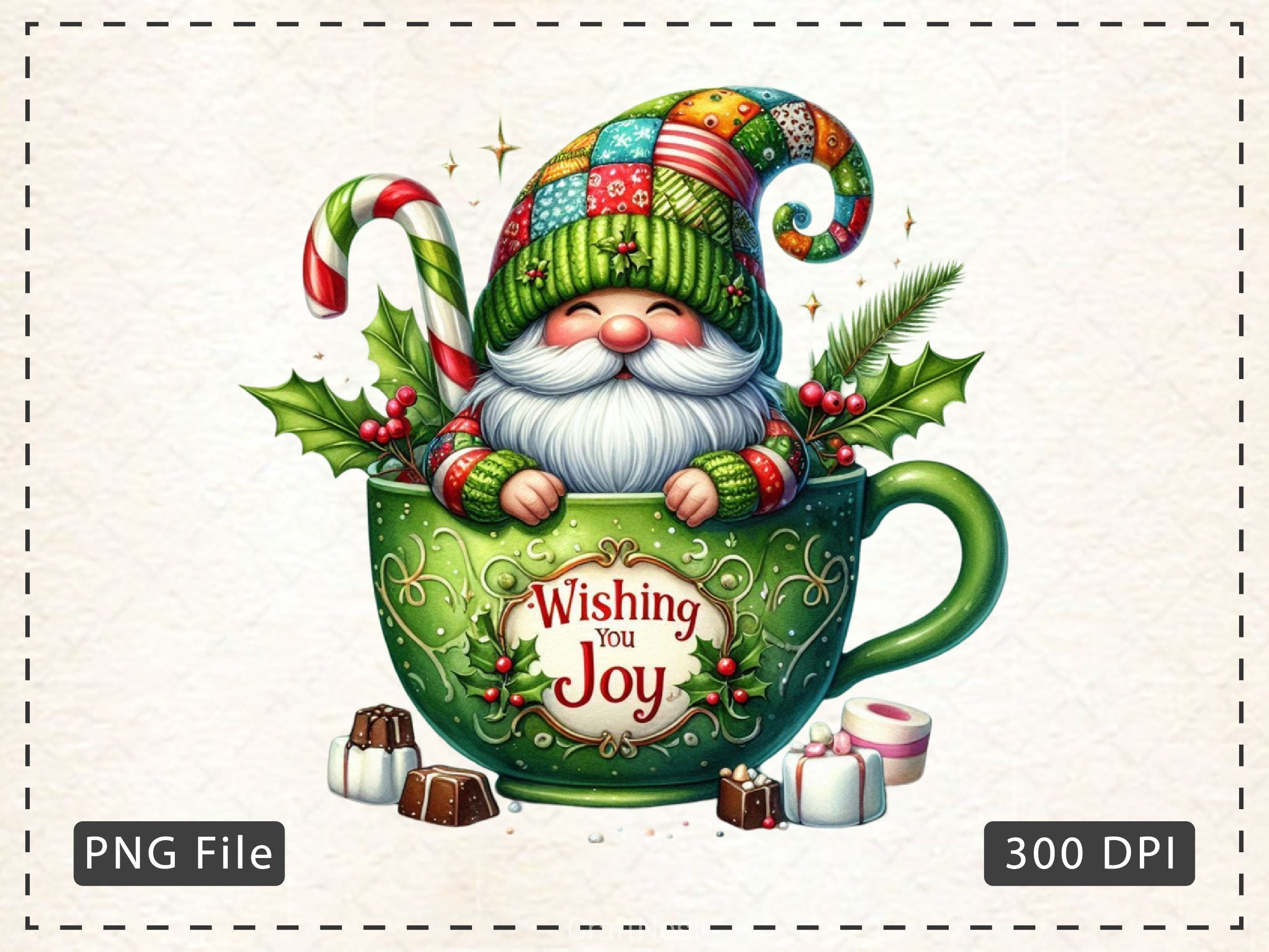 Christmas Hot Cocoa Gnomes Clipart Bundle 2
