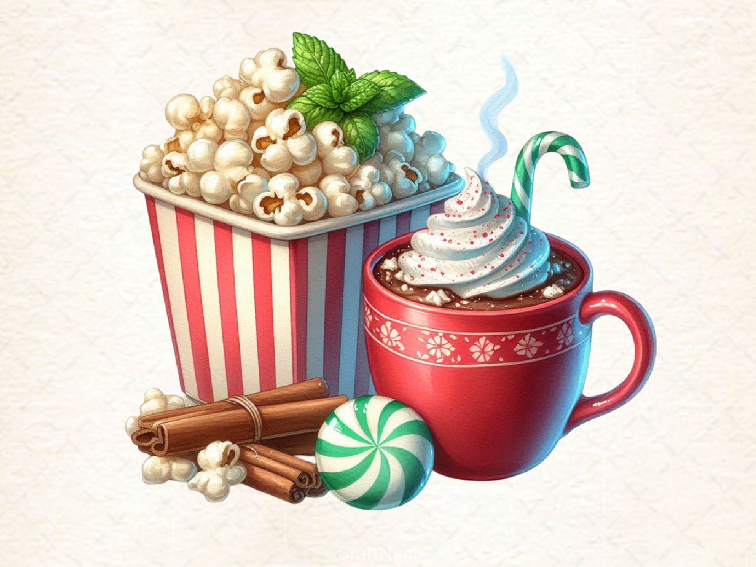 Christmas Popcorn Coffee Clipart Bundle 2