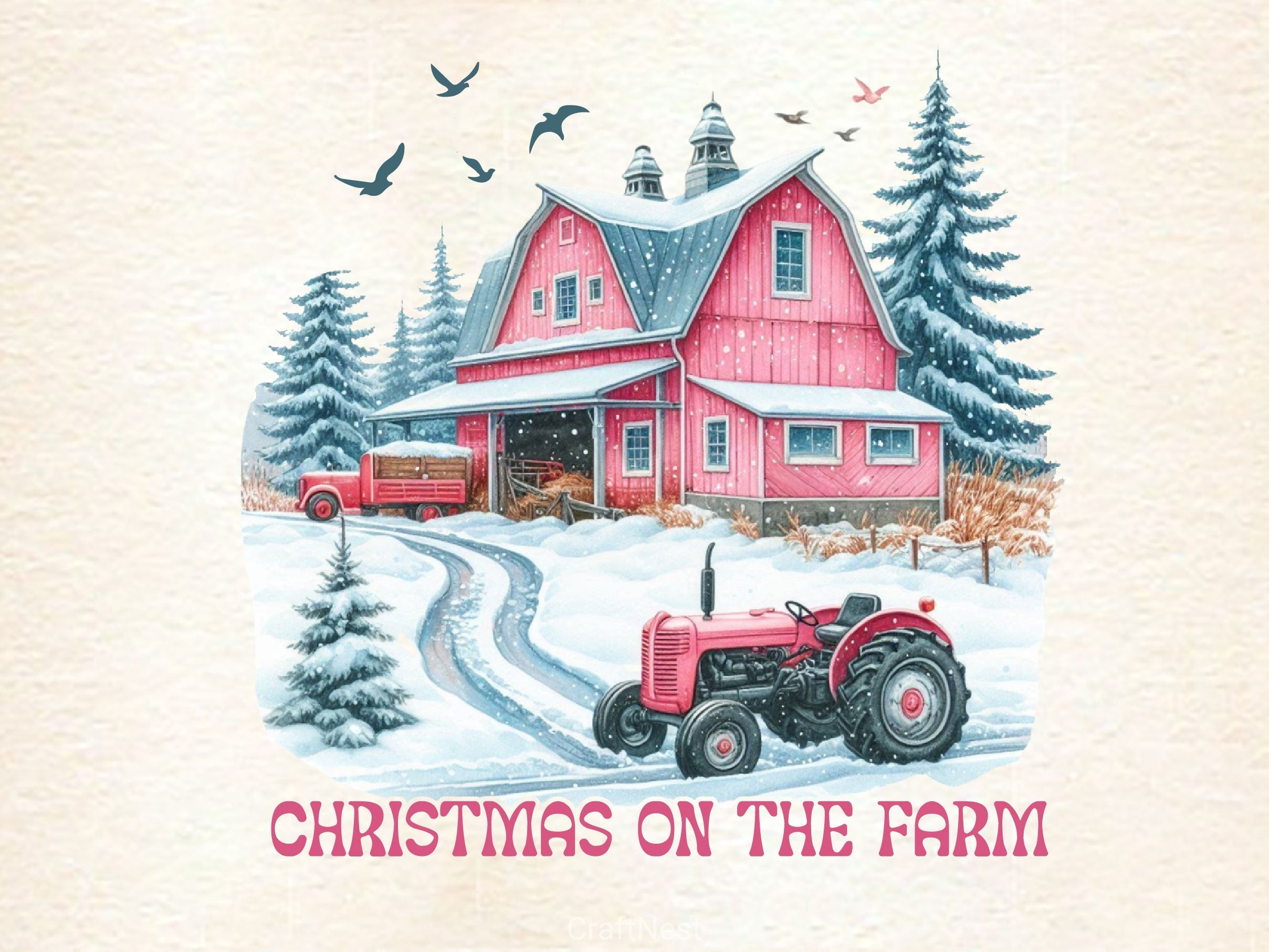 Christmas On The Farm Merry Christmas Clipart Bundle 2