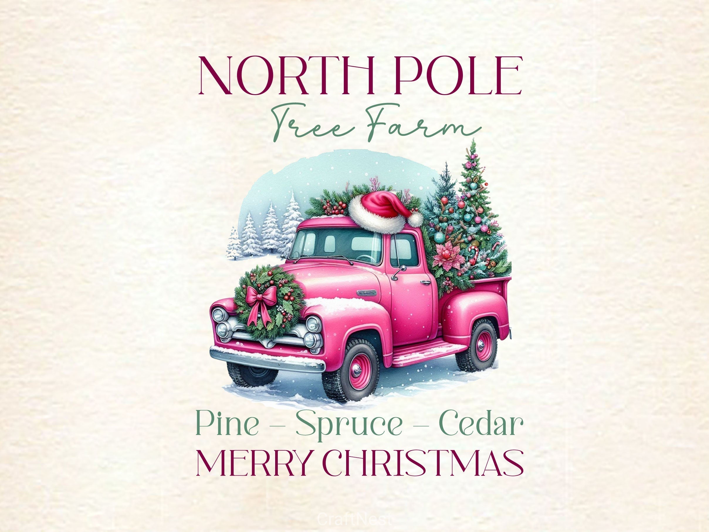 North Pole Christmas Tree Farm Clipart Bundle