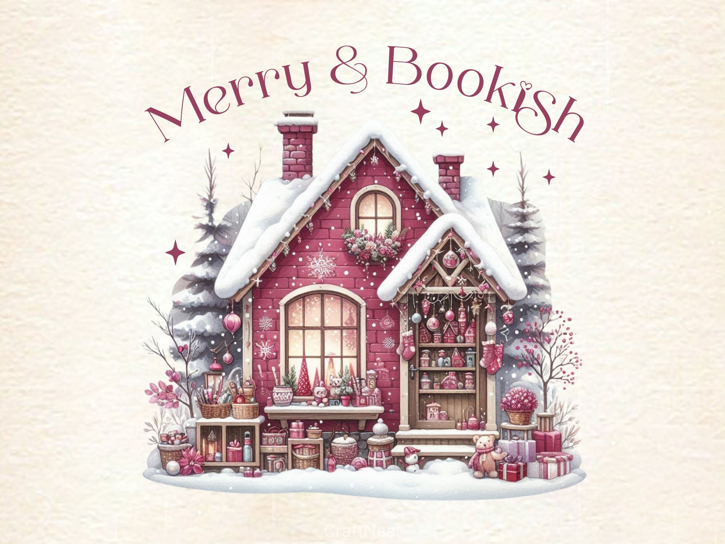 Merry & Bookish Merry Christmas Clipart Bundle