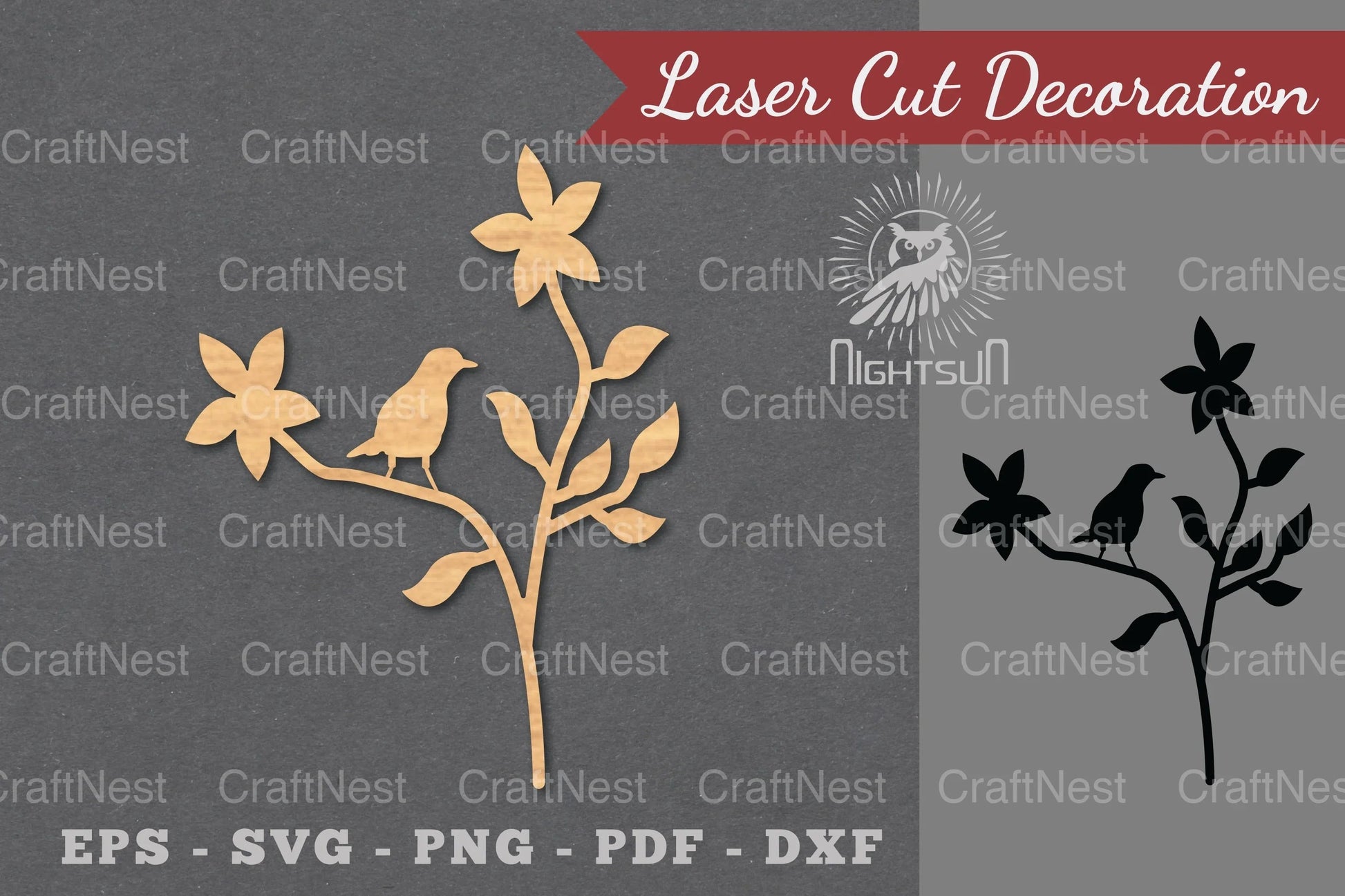 Single Bird Laser Cut Decoration Clipart - CraftNest - Digital Crafting and Art