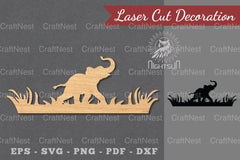 Single Elephant Laser Cut Decoration Clipart Bundle - CraftNest - Digital Crafting and Art
