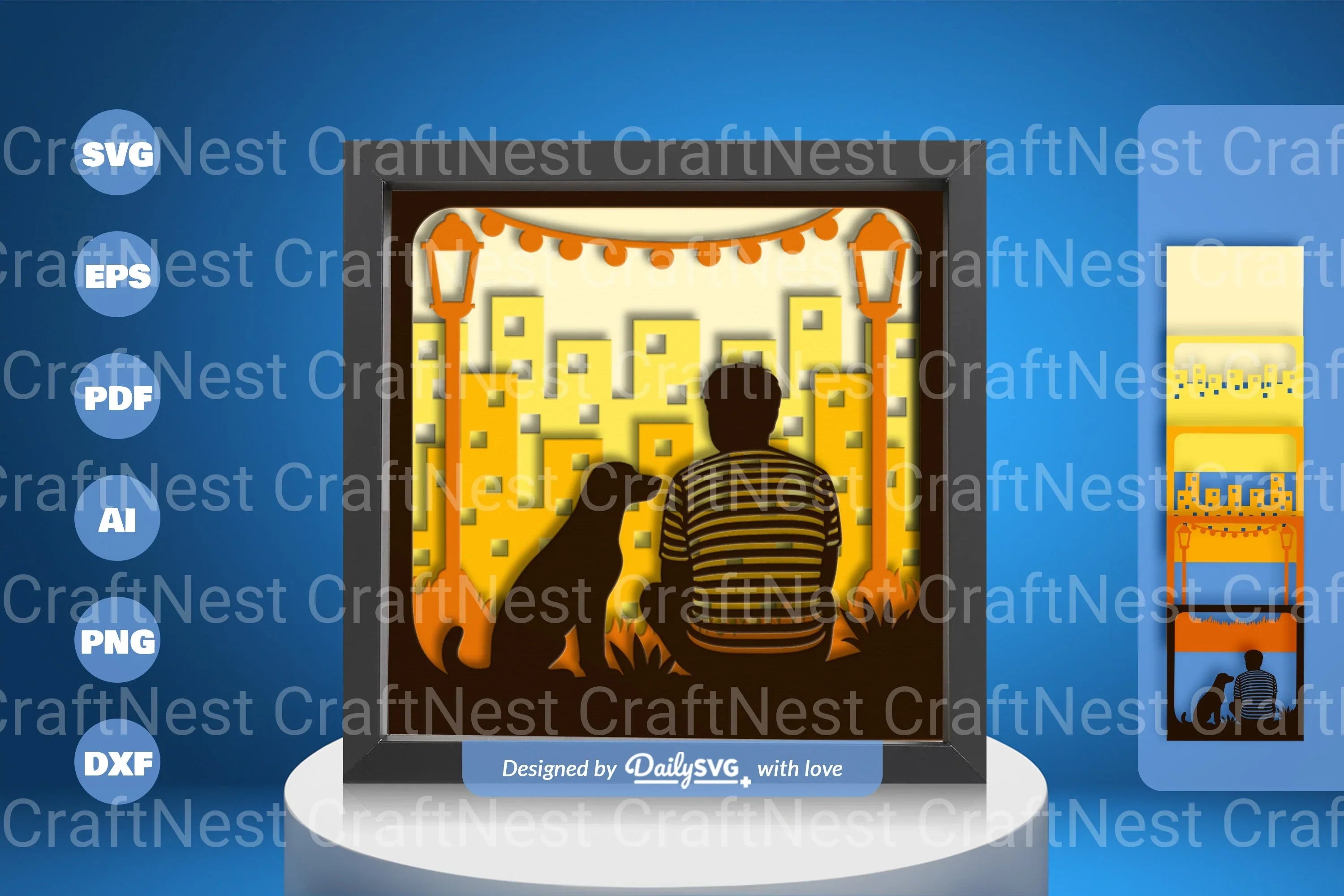 Sitting with Beagle Dog Papercut SVG Bundle