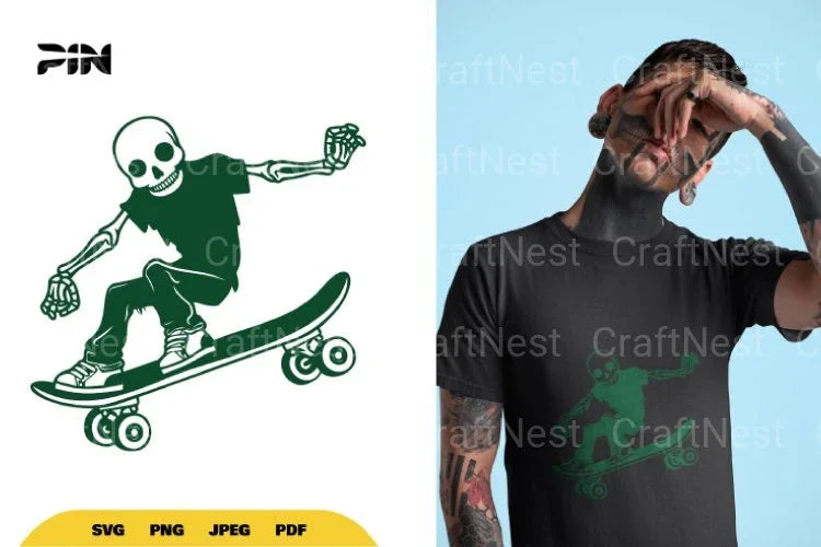 Skate Skull Halloween SVG Bundle Clipart - CraftNest - Digital Crafting and Art