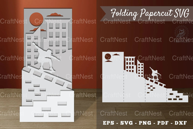 Skateboarding Papercut SVG Bundle - CraftNest - Digital Crafting and Art