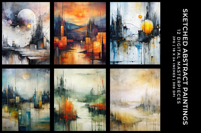 Sketched Abstract Paintings - Wall Art - CraftNest - Digital Crafting and Art