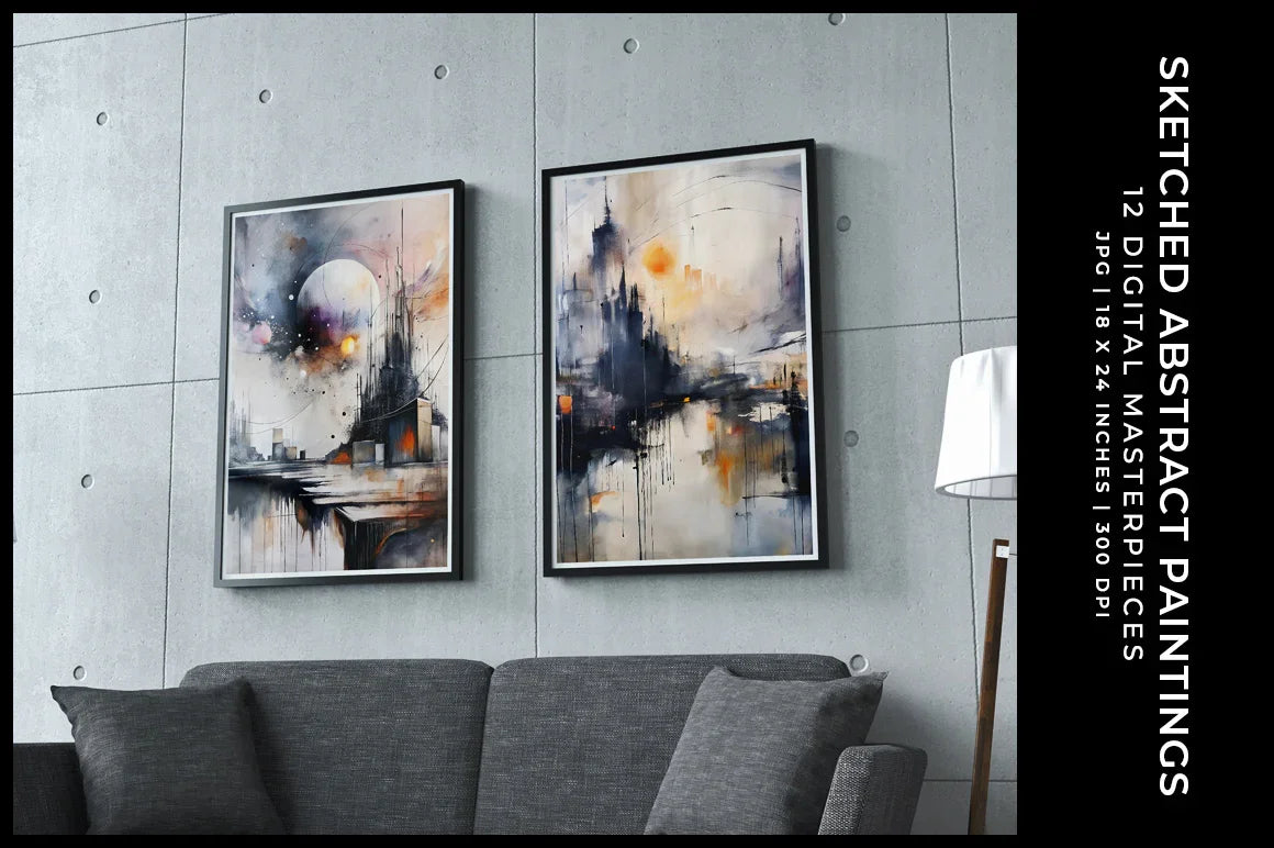 Sketched Abstract Paintings - Wall Art - CraftNest - Digital Crafting and Art
