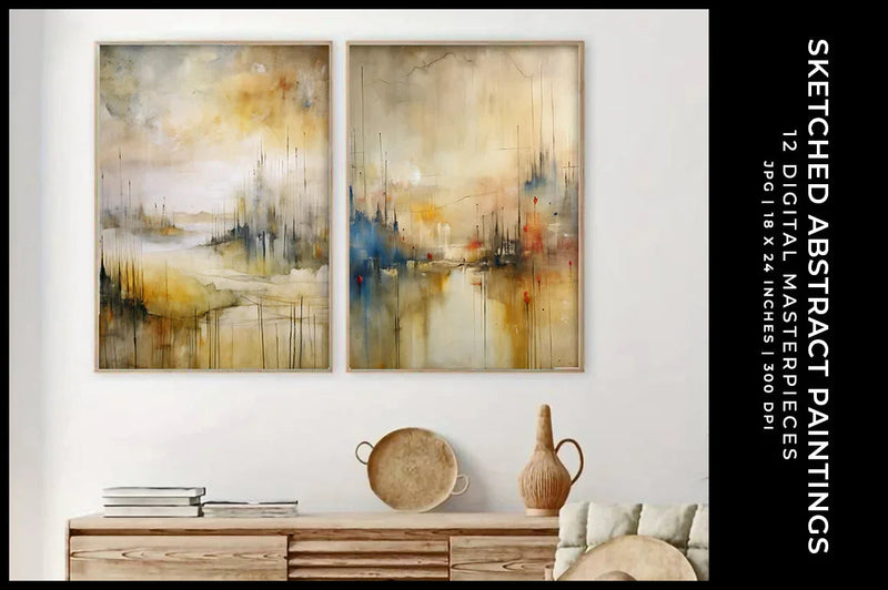 Sketched Abstract Paintings - Wall Art - CraftNest - Digital Crafting and Art