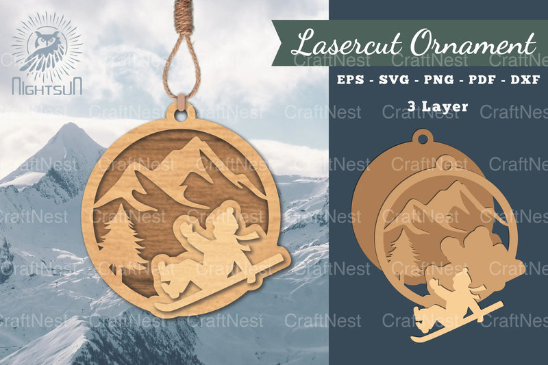 Ski Ice Skating Laser Cut Ornament Clipart Bundle - CraftNest - Digital Crafting and Art