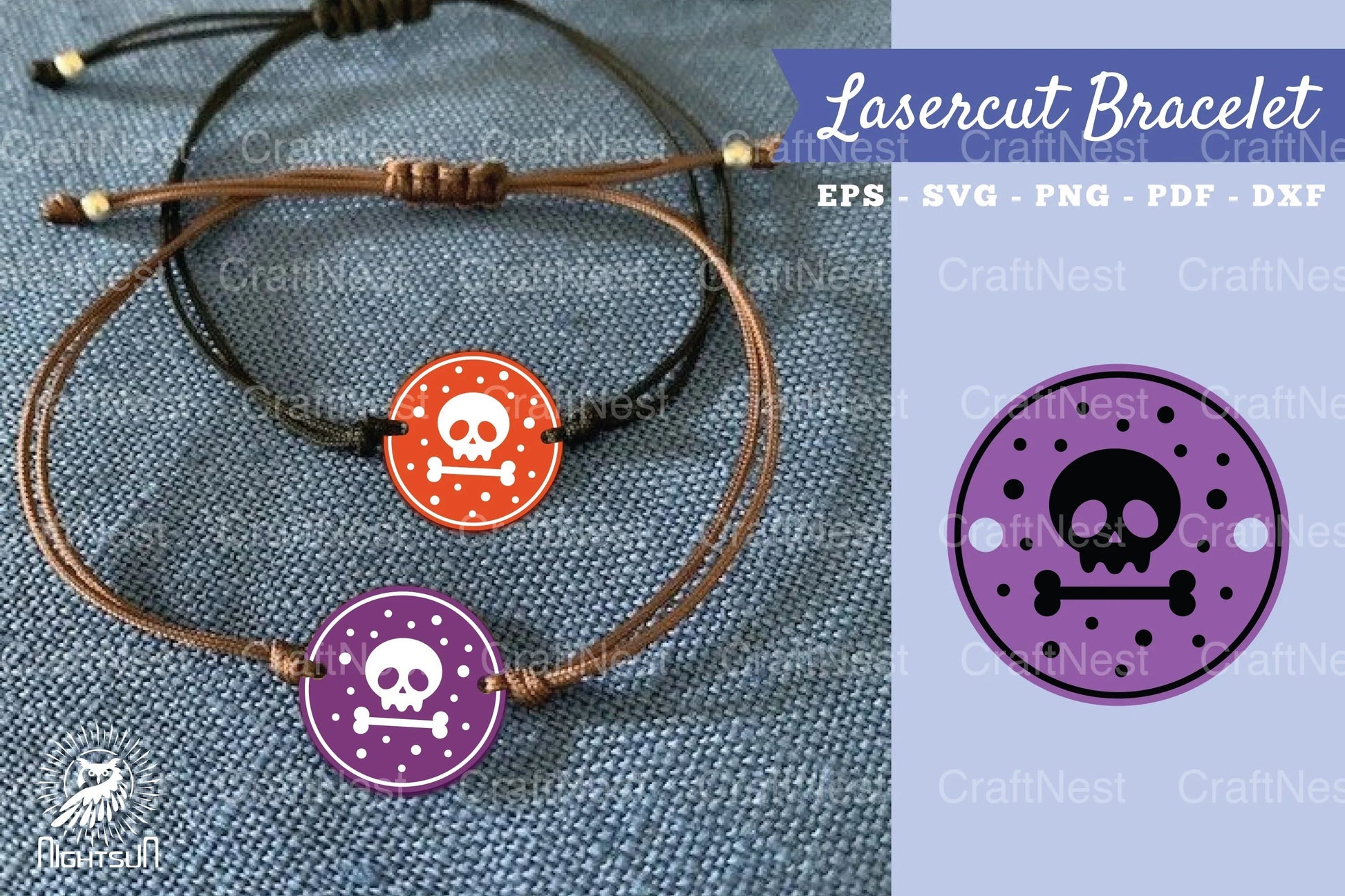 Skull Laser Cut Bracelet SVG Design Bundle - CraftNest - Digital Crafting and Art
