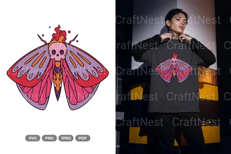 Colorful Skull Moth Beauty Clipart Bundle - CraftNest - Digital Crafting and Art