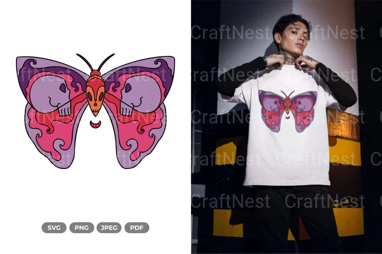 Skull Moth Colorful Beauty Clipart Bundle - CraftNest - Digital Crafting and Art