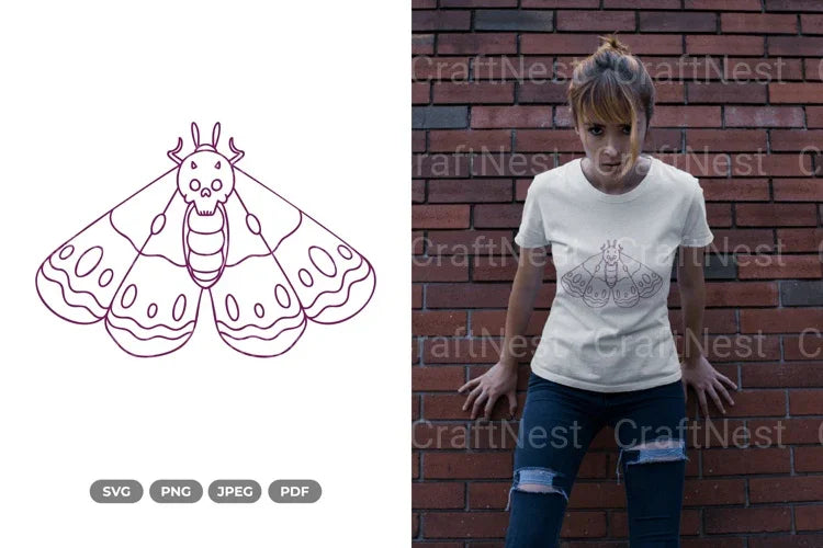 Skull Moth Hand Drawn Doodle Clipart Bundle - CraftNest - Digital Crafting and Art