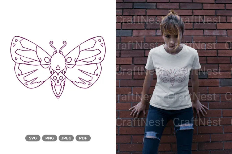 Skull Moth Hand Drawn Doodle Clipart Bundle - CraftNest - Digital Crafting and Art