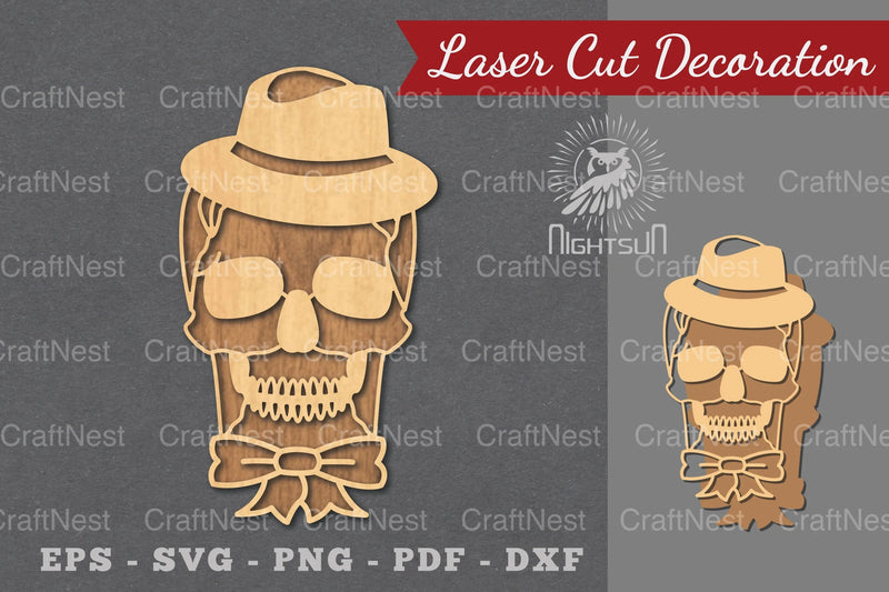 Skull with Accessories Laser Cut Decoration Clipart Bundle - CraftNest - Digital Crafting and Art