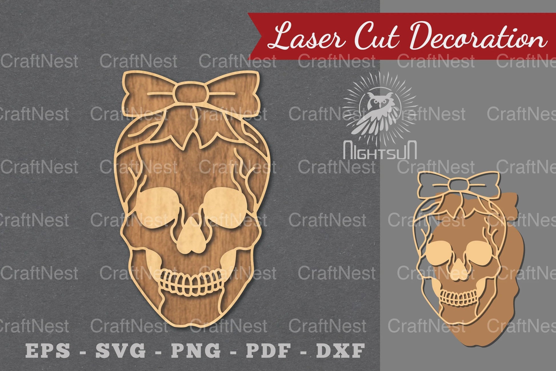Skull with Accessories Laser Cut Decoration Bundle - CraftNest - Digital Crafting and Art
