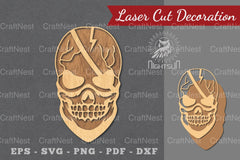 Skull with Accessories Laser Cut Decoration Bundle - CraftNest - Digital Crafting and Art