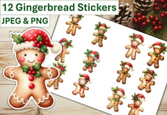 Christmas Gingerbread Stickers Clipart Bundle - CraftNest - Digital Crafting and Art
