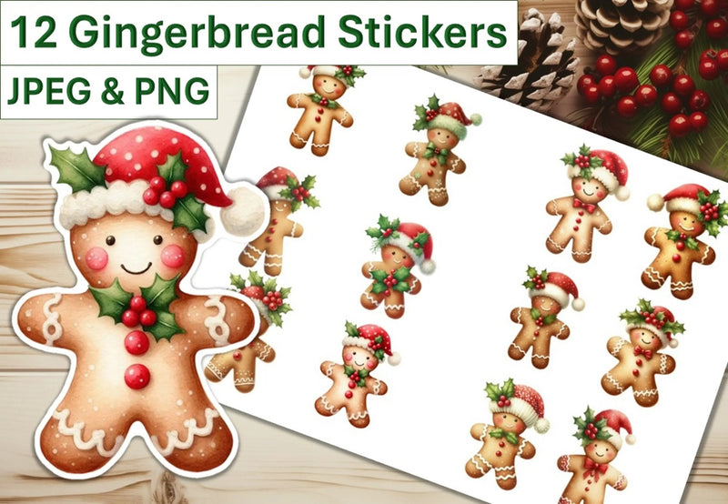 Christmas Gingerbread Stickers Clipart Bundle - CraftNest - Digital Crafting and Art