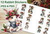 Christmas Bunny Stickers Clipart Bundle