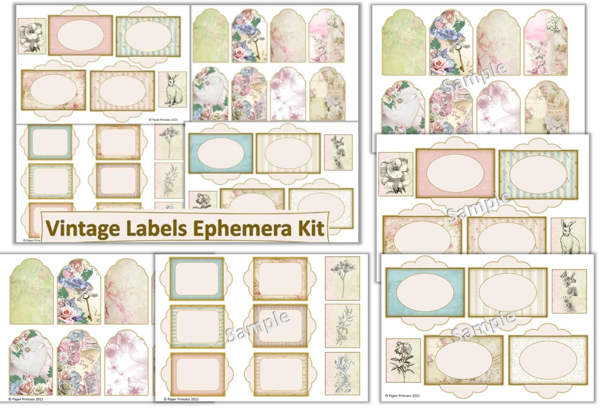 Vintage Labels Clipart Bundle - CraftNest - Digital Crafting and Art