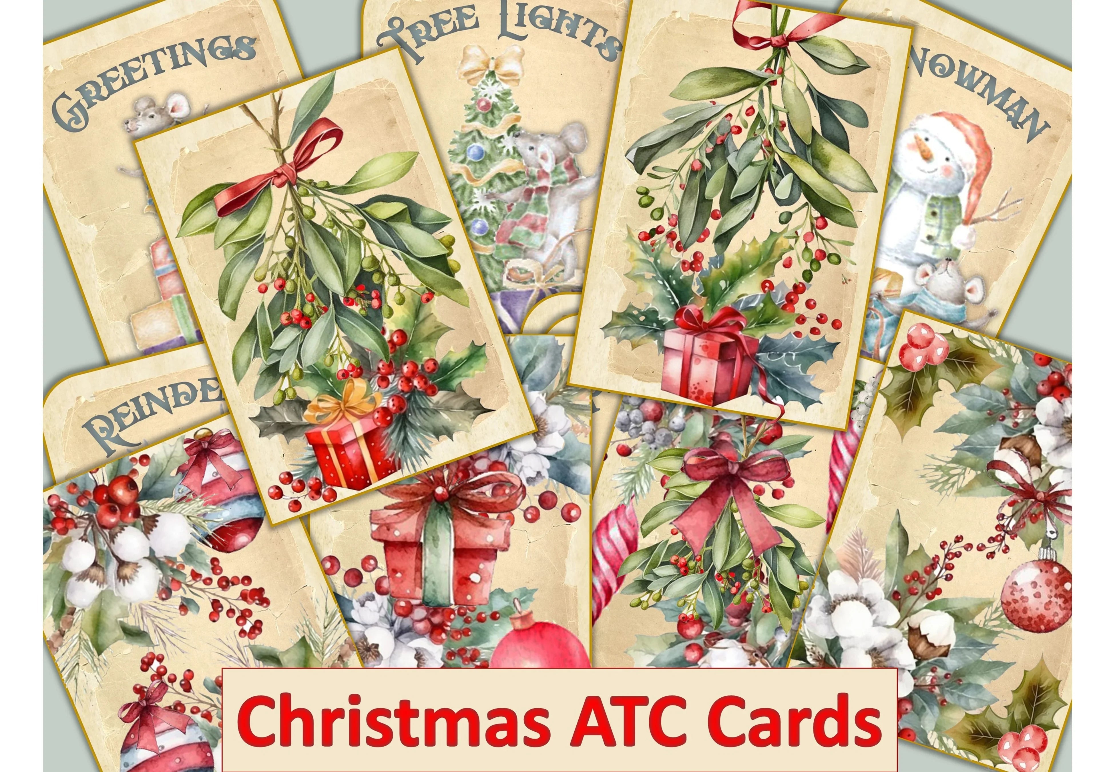 Christmas ATC Cards Clipart Bundle - CraftNest - Digital Crafting and Art