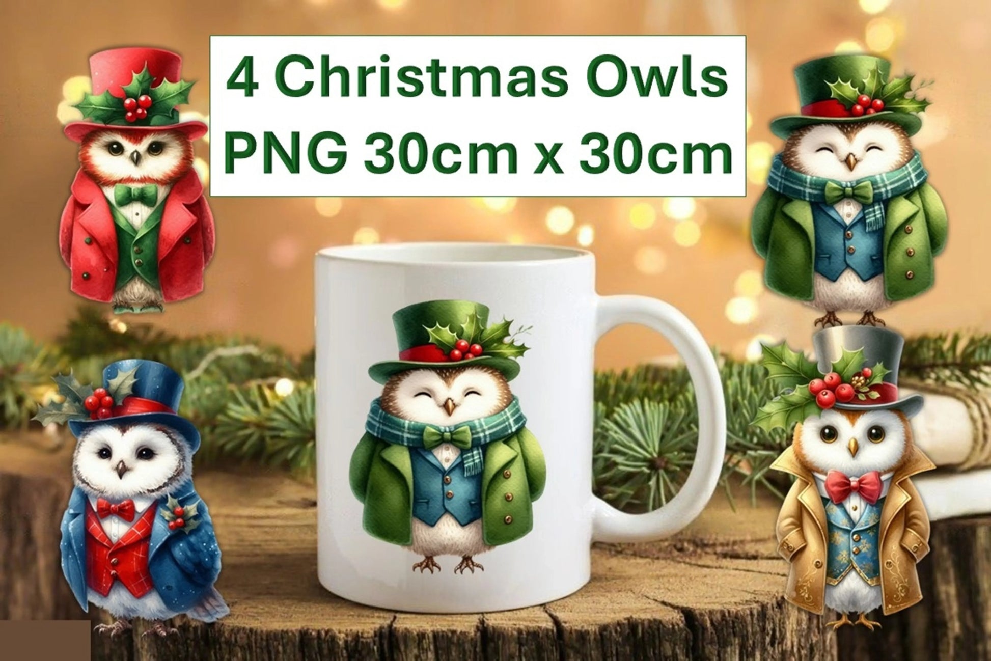 Christmas Owls Stickers Clipart Bundle - CraftNest - Digital Crafting and Art