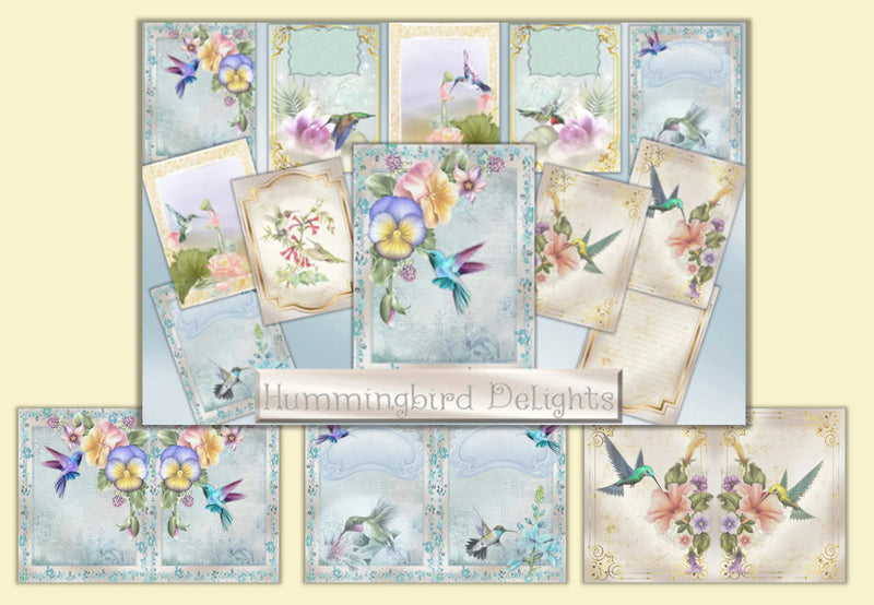 Hummingbirds Junk Journal Backgrounds Bundle - CraftNest - Digital Crafting and Art