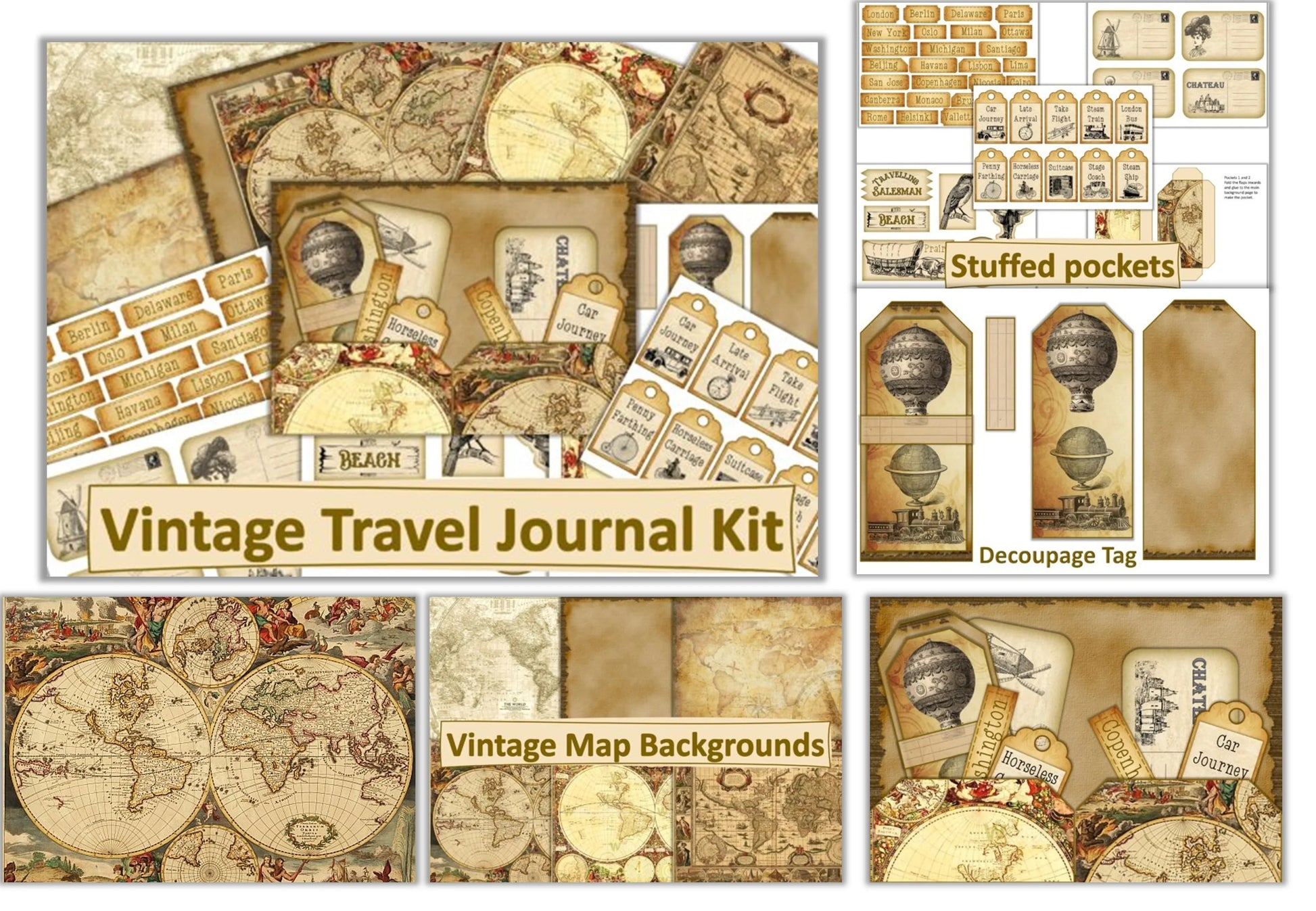 Vintage Travel Clipart Bundle - CraftNest - Digital Crafting and Art
