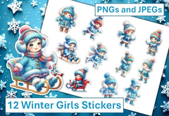 Winter Girl Stickers Clipart Bundle - CraftNest - Digital Crafting and Art