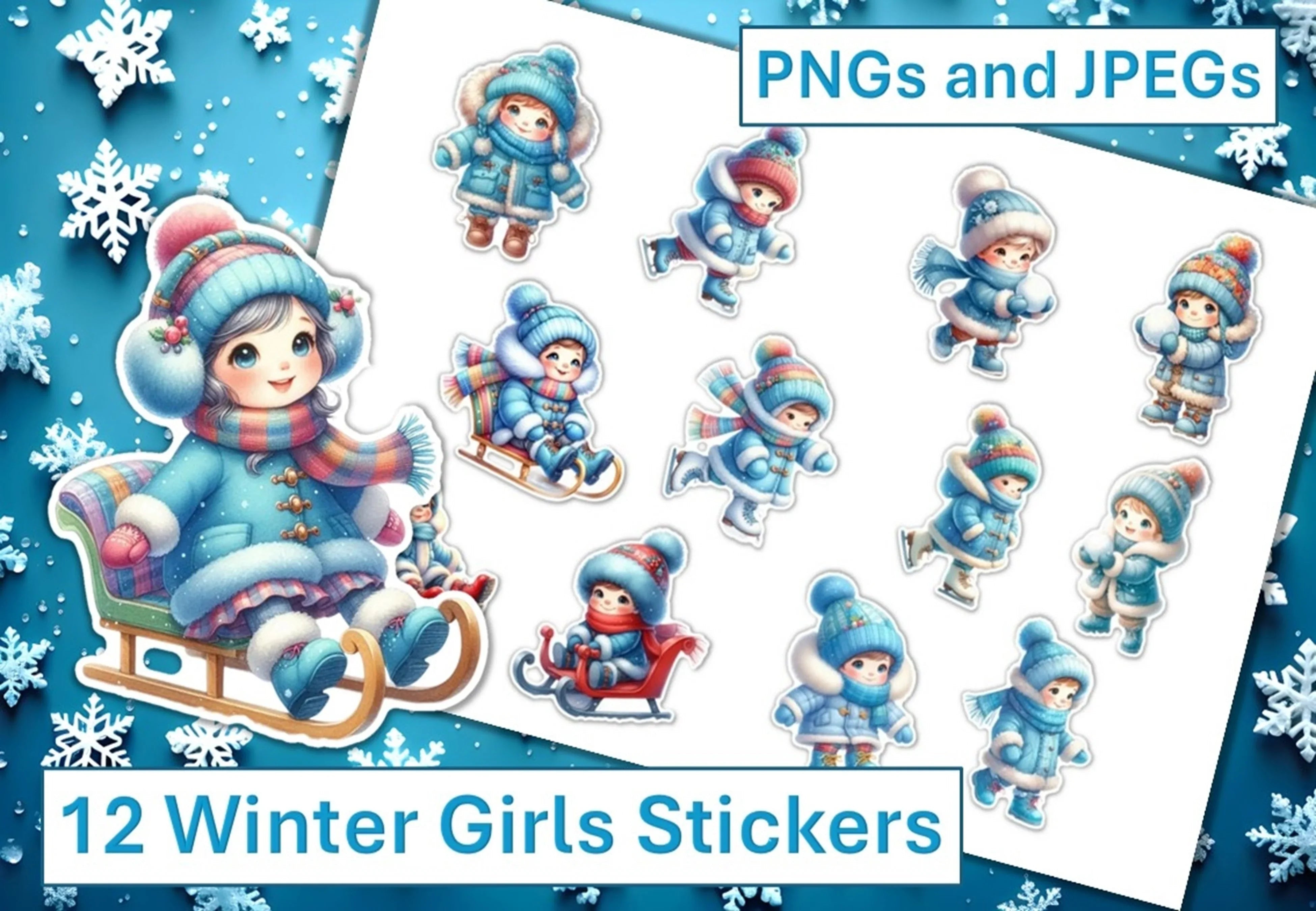 Winter Girl Stickers Clipart Bundle - CraftNest - Digital Crafting and Art