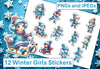 Winter Girl Stickers Clipart Bundle