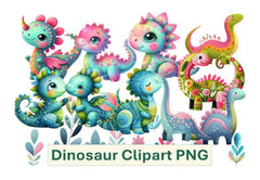 Cute Dinosaur Clipart Bundle - CraftNest - Digital Crafting and Art