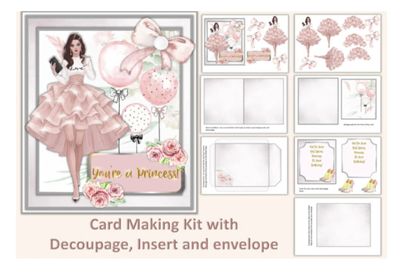 Birthday Princess Clipart Bundle for Card Making - CraftNest - Digital Crafting and Art