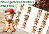 Christmas Gingerbread Stickers Clipart Bundle