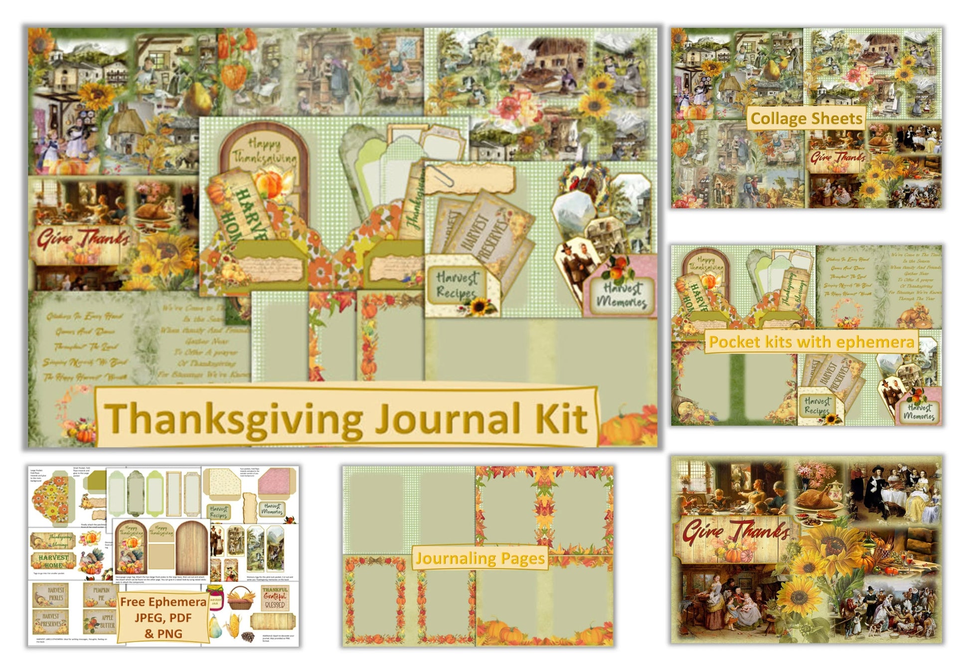 Vintage Thanksgiving Clipart Bundle - CraftNest - Digital Crafting and Art