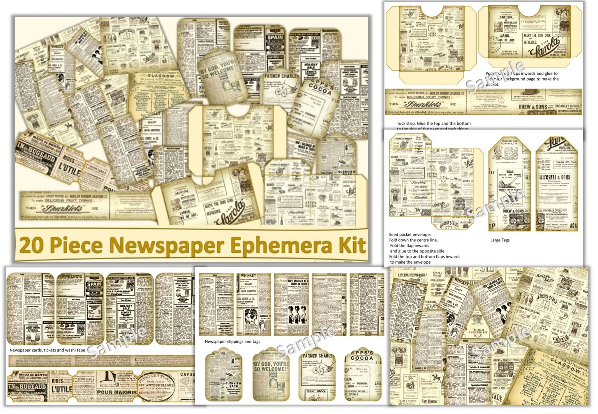 Vintage Newspaper Clipart Bundle - CraftNest - Digital Crafting and Art