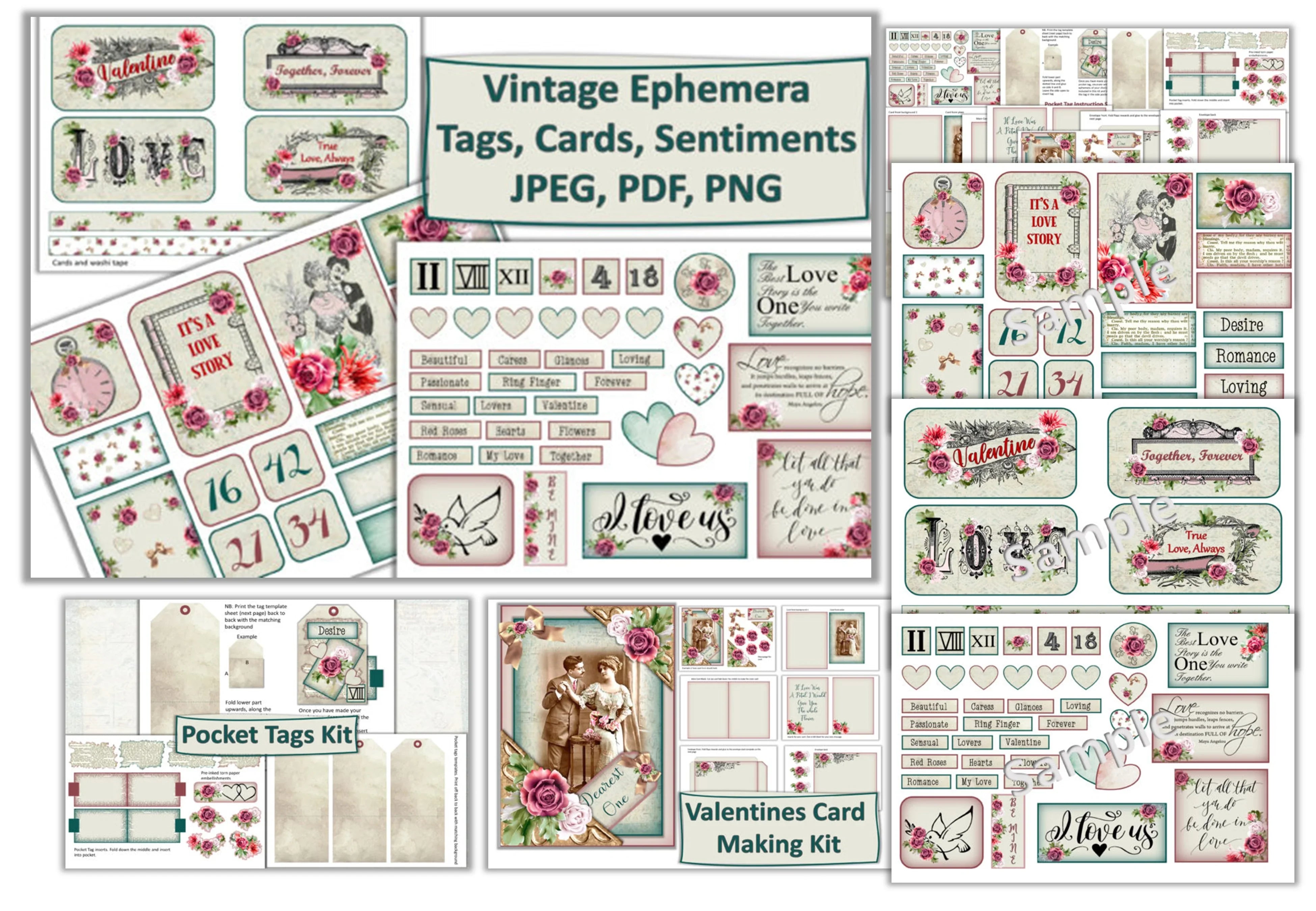 Vintage Valentine Clipart Bundle - CraftNest - Digital Crafting and Art