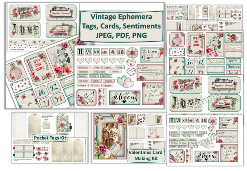 Vintage Valentine Clipart Bundle - CraftNest - Digital Crafting and Art