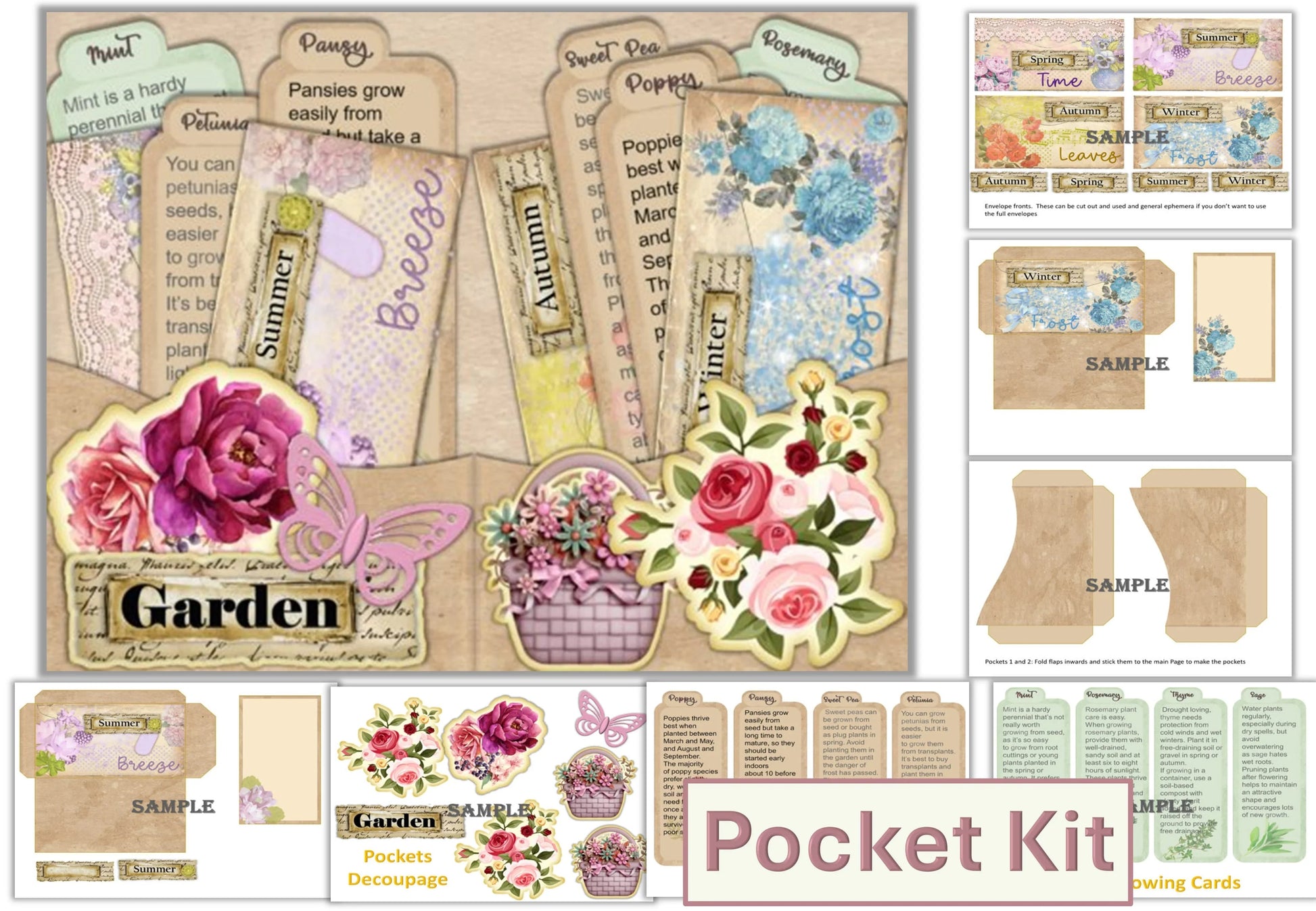 Shabby Chic Stuffed Pockets Clipart Bundle - CraftNest - Digital Crafting and Art