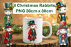 Christmas Rabbits Stickers Clipart Bundle