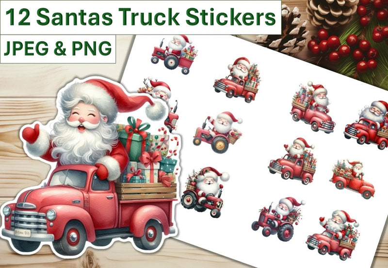 Santa's Truck Stickers Clipart Bundle - CraftNest - Digital Crafting and Art