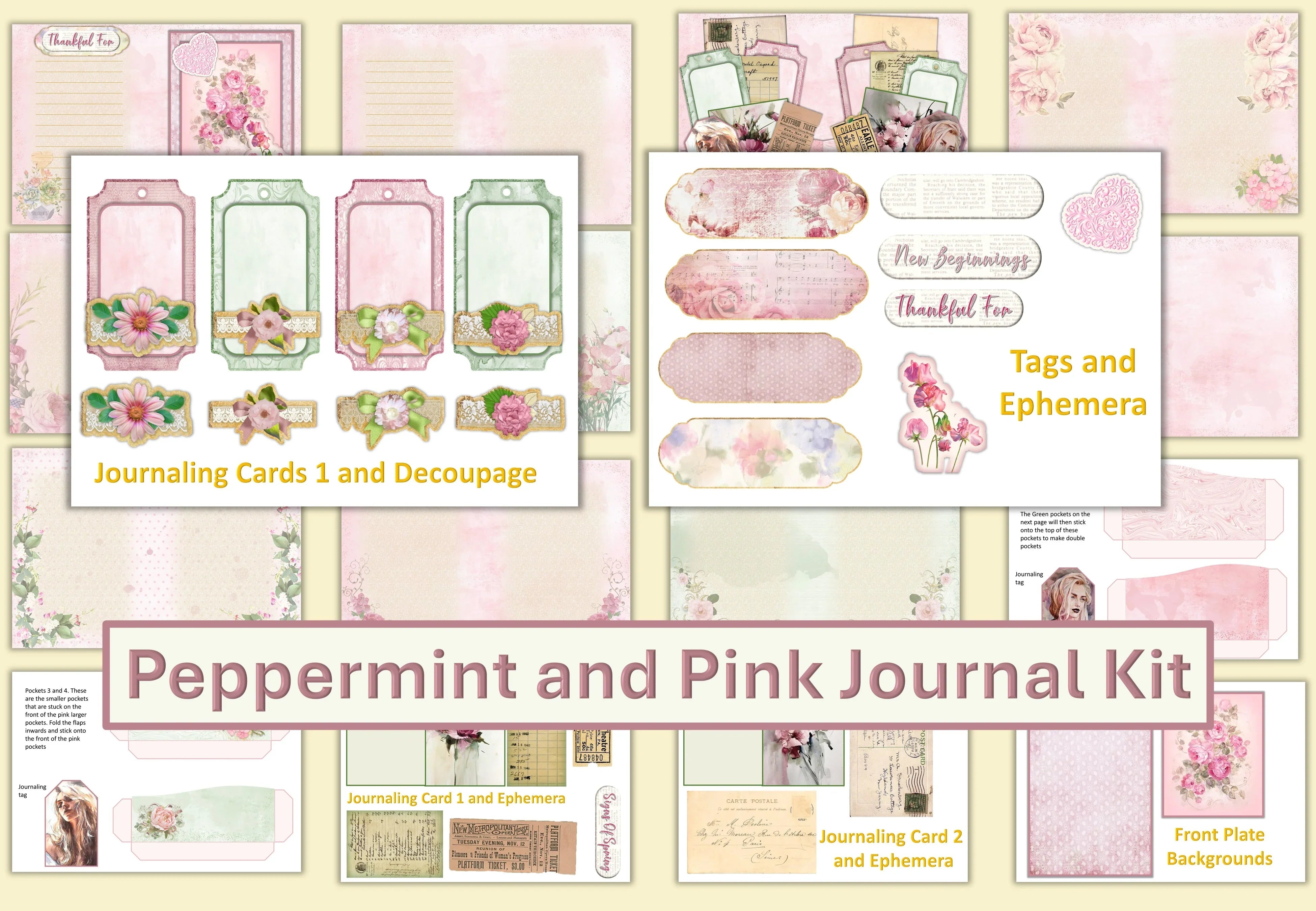Peppermint and Pink Clipart Bundle - CraftNest - Digital Crafting and Art