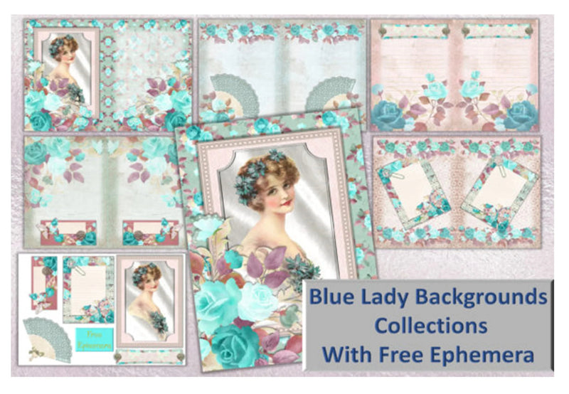 Blue Lady Journaling Clipart Bundle - CraftNest - Digital Crafting and Art