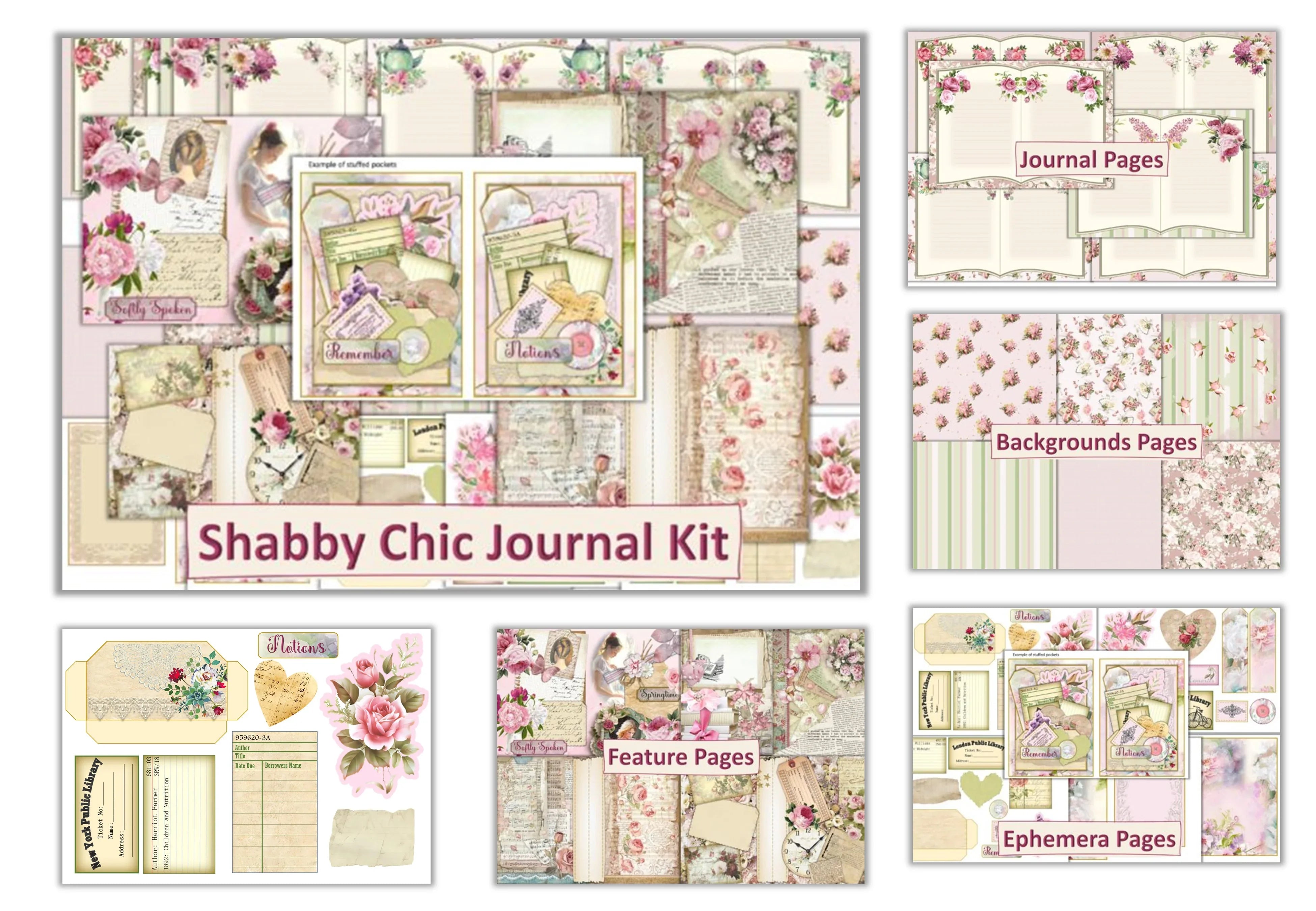 Vintage Shabby Chic Junk Journal Bundle - CraftNest - Digital Crafting and Art