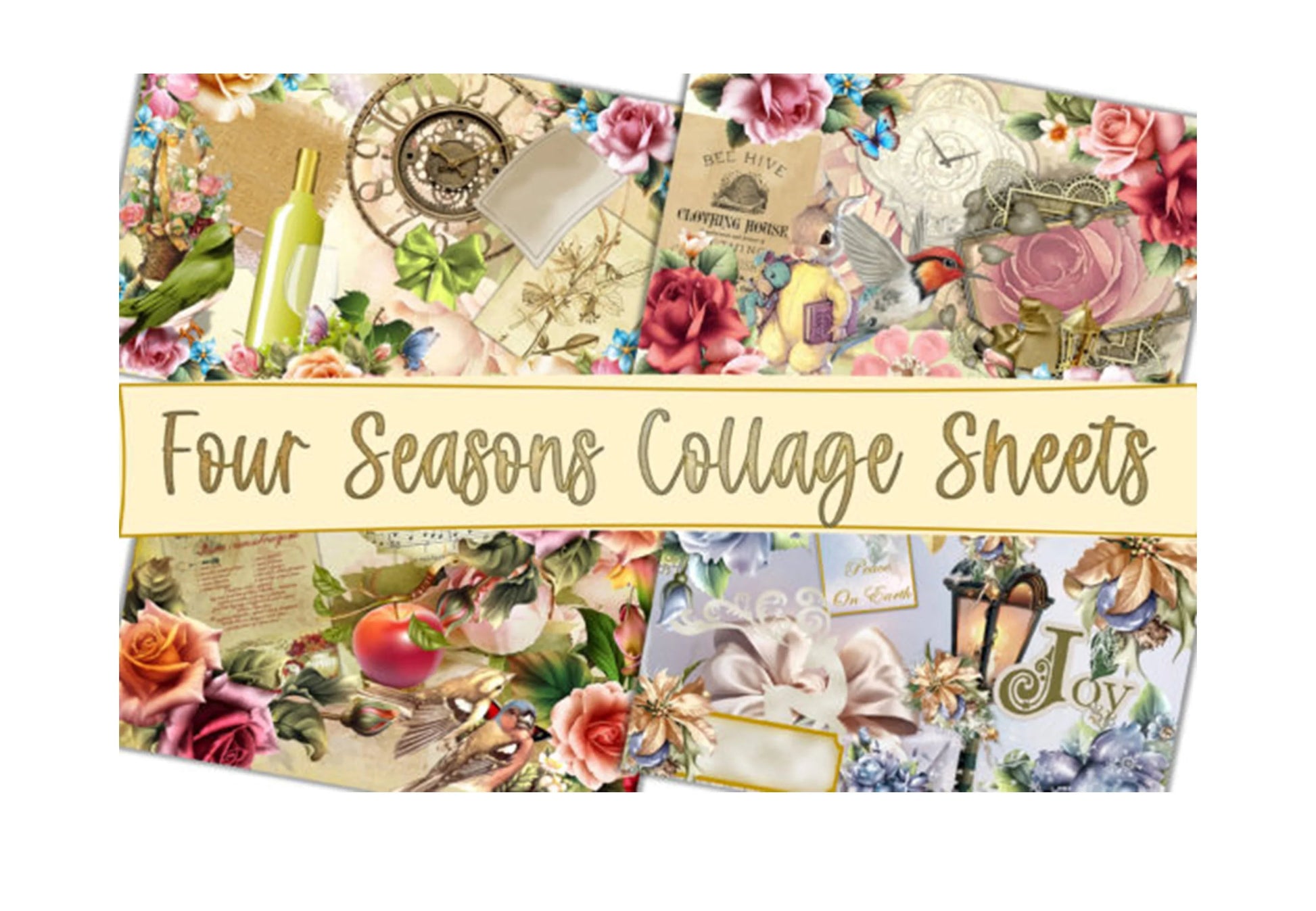 Four Seasons Collage Sheets Junk Journal Bundle - CraftNest - Digital Crafting and Art