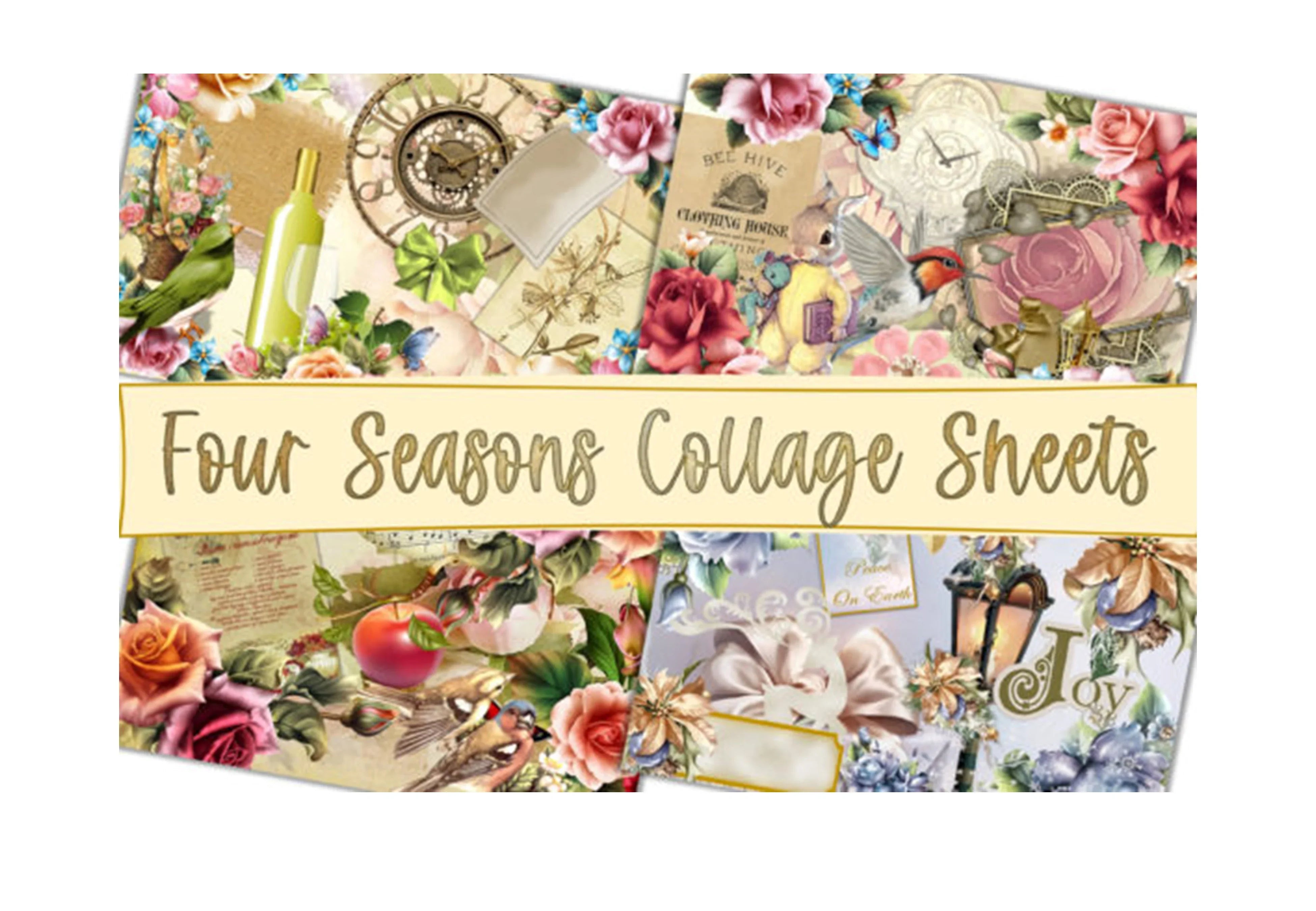 Four Seasons Collage Sheets Junk Journal Bundle - CraftNest - Digital Crafting and Art