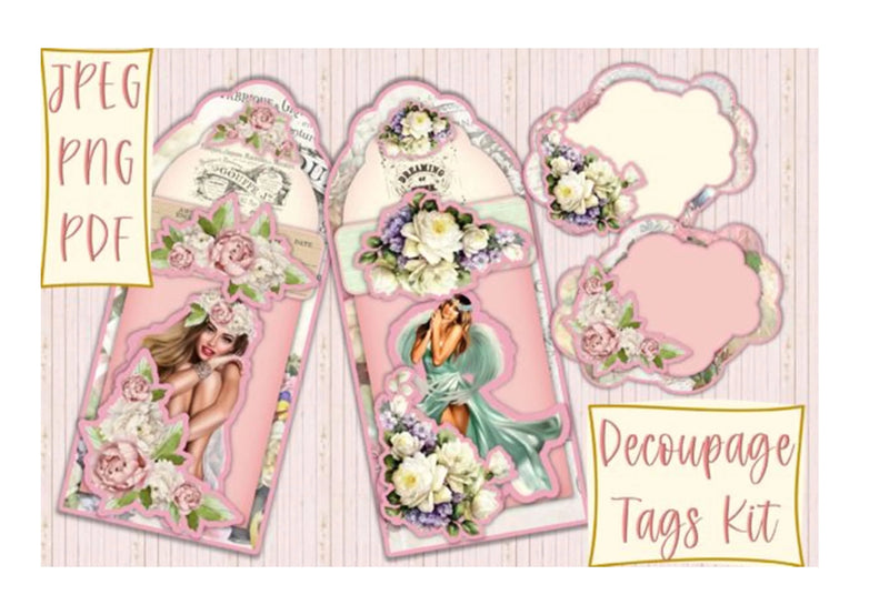 Decoupage Tag Clipart Bundle for Cards - CraftNest - Digital Crafting and Art