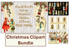 Vintage Christmas Children Clipart Bundle - CraftNest - Digital Crafting and Art